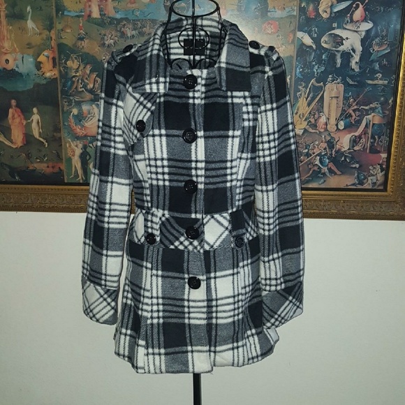 Poetry Jackets & Blazers - Poetry white/black plaid jacket adj collar size M